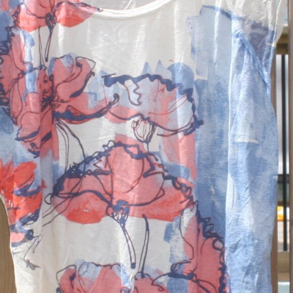 BEAUTIFUL Jules + James Watercolor Flowers Top Cap Sleeve Women's Size M - Picture 4 of 5